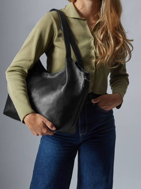 Schoudertas Caviar Leder Milano Zwart caviar CA25061 ander zicht 1